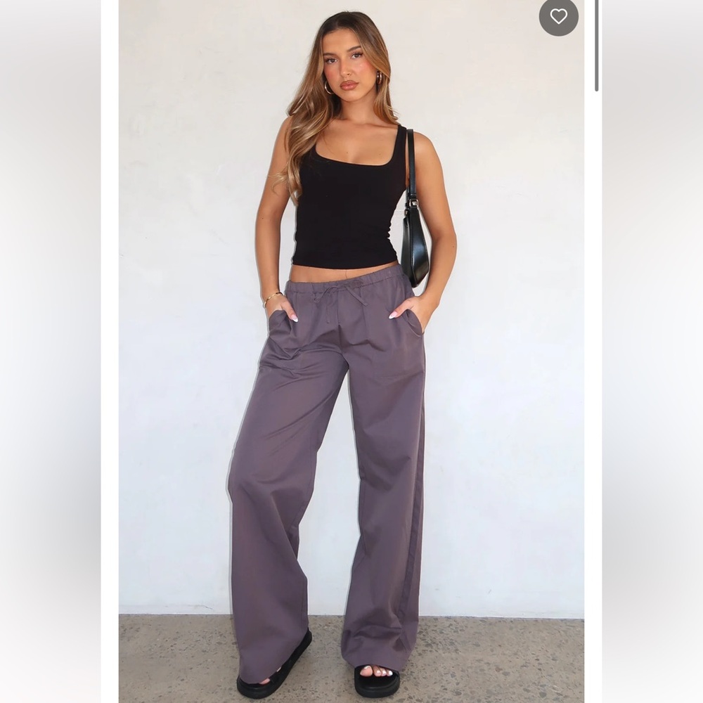 White Fox Boutique Sweet Like Me Wide Leg Pants Charcoal XS | NWT